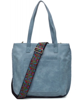 Braided Trim Guitar Strap Shopper LQ329 DENIM